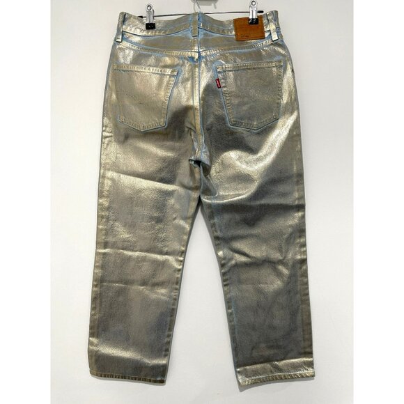 New Levis Silver Coated Ankle 501 Mid Rise Jeans 28 x 27 - Picture 8 of 9